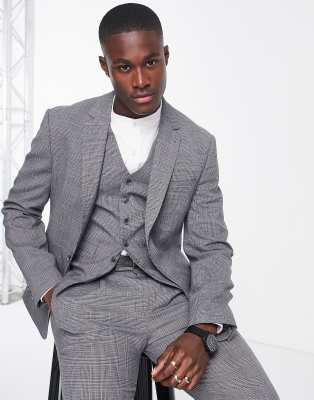 Noak skinny suit jacket in grey Glen check worsted wool blend - ASOS Price Checker