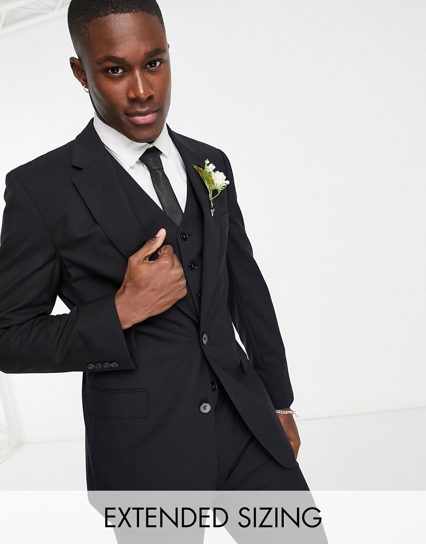 Noak Camden' Super Skinny Premium Fabric Suit Jacket In Black With Stretch