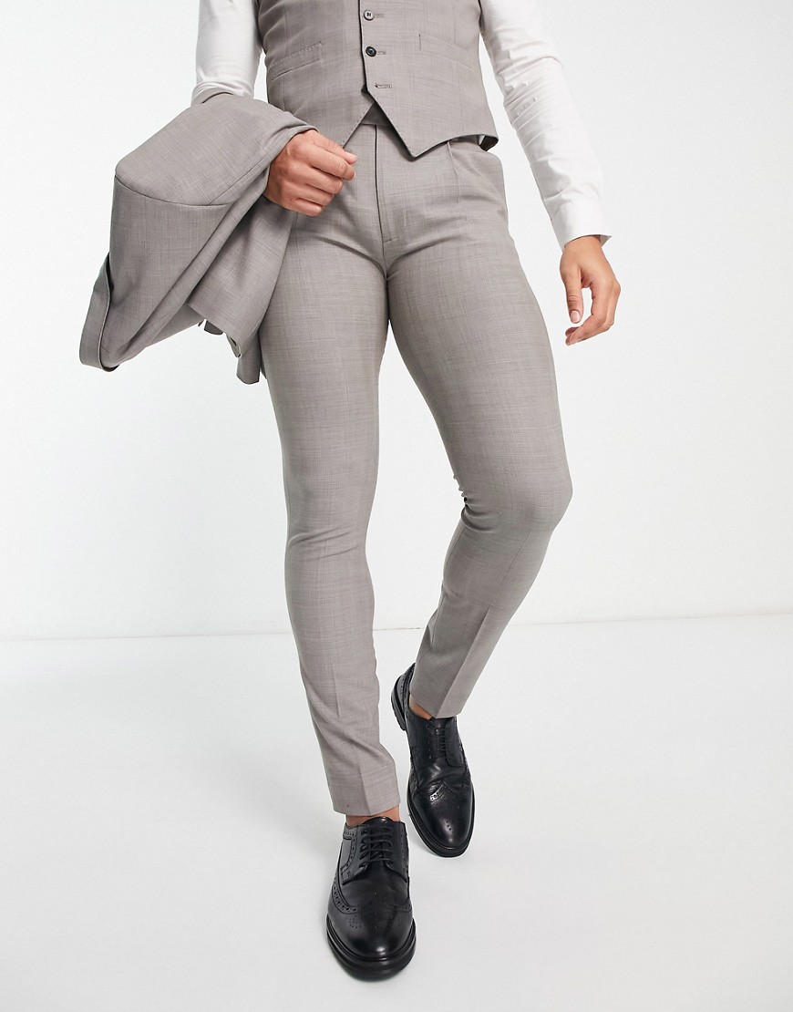 Noak wool-rich skinny suit pants in stone-Neutral
