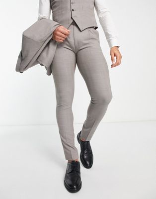 Noak wool-rich skinny suit trousers in stone