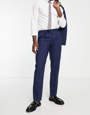 Noak 'tower Hill' Super Skinny Suit Pants In Mid Blue Worsted Wool Blend With Stretch In Navy