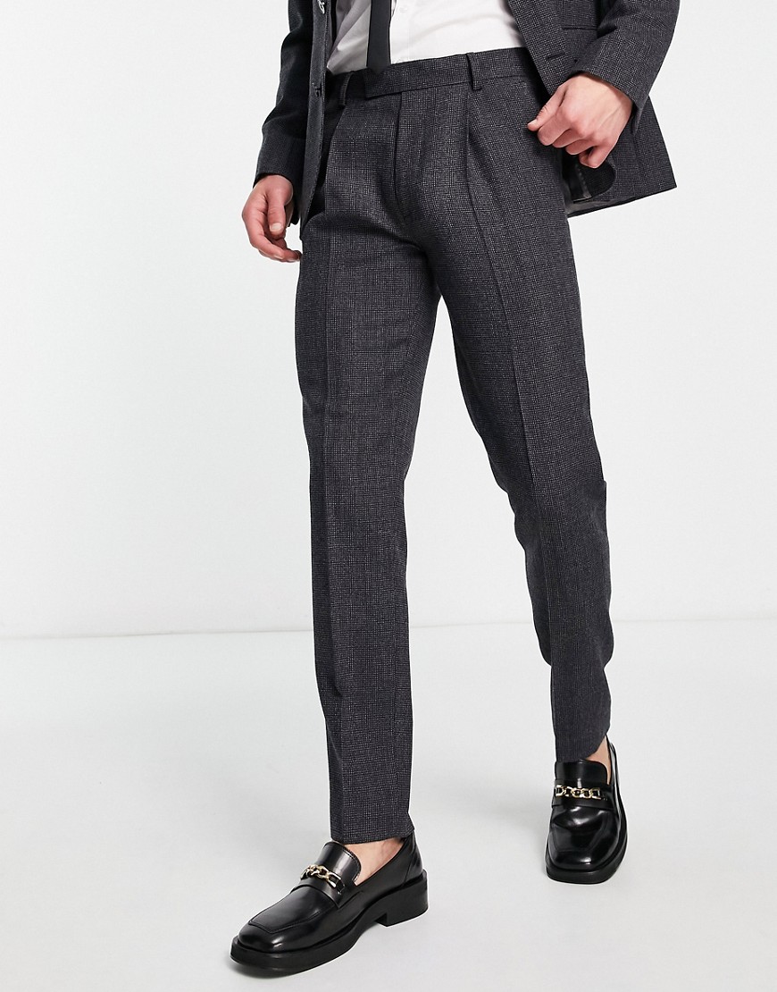 Noak wool-rich slim suit trousers in textured grey
