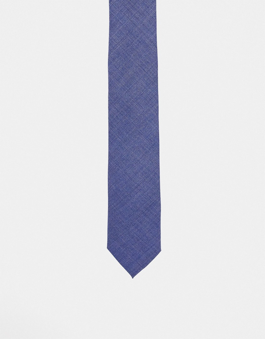 Noak Wool Rich Slim Tie In Blue