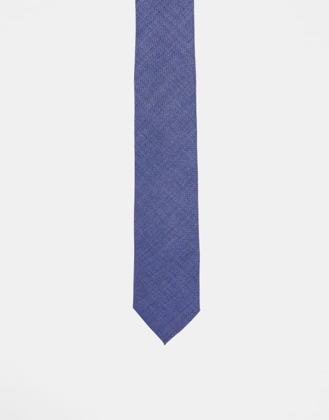 Noak wool rich slim tie in blue