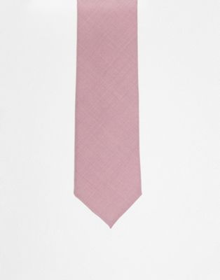 Noak wool rich slim tie in dusty pink