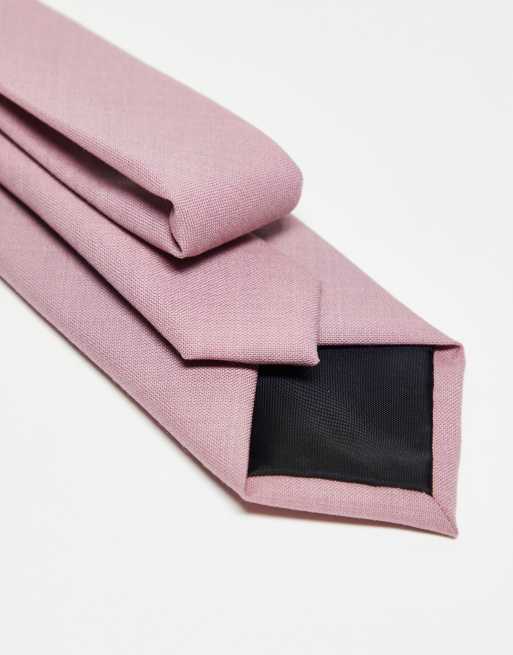 Noak wool rich slim tie in dusty pink | ASOS