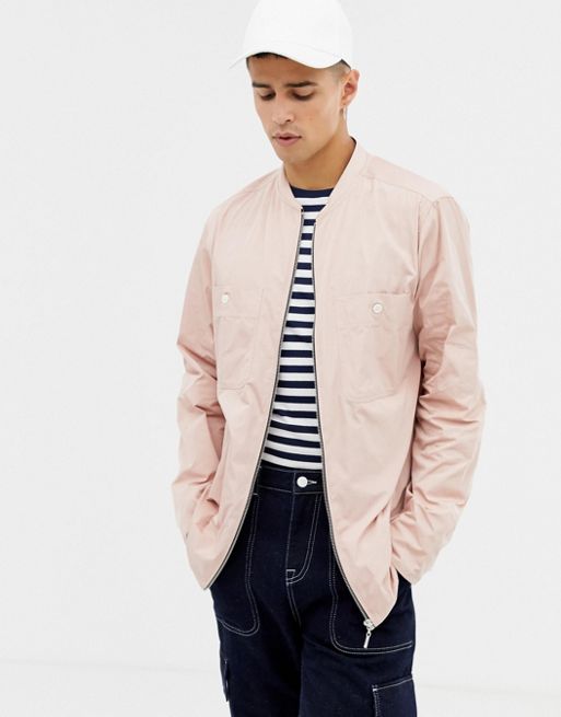 Noak zip front overshirt in pink with long sleeves | ASOS