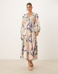 [Nobody's Child] Nobody's Child Ace open-back midaxi dress in boho scarf print-Multi 16 Multi