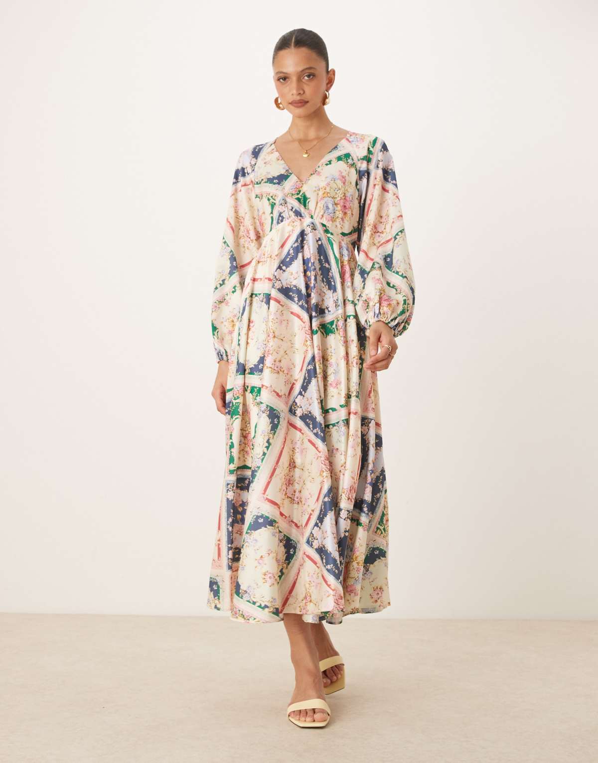 Nobody's Child Ace open-back midaxi dress in boho scarf print