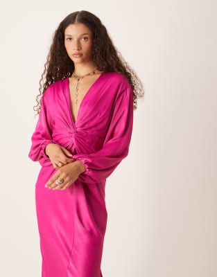 Nobody's Child Adina Knot Front Midaxi Dress In Pink