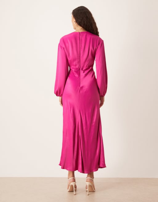 Nobody's Child Adina knot front midaxi dress in pink, 3 of 4