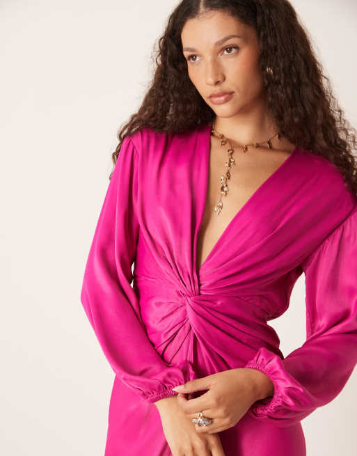 Nobody's Child Adina knot front midaxi dress in pink, 4 of 4