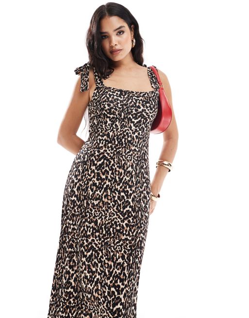 Nobody's Child Adrain cami midi dress in leopard print