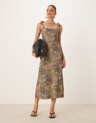 Adrian cami midi dress in leopard-Multi