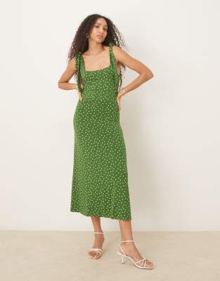 NOBODY'S CHILD ADRIAN TIE SHOULDER MIDI DRESS 
