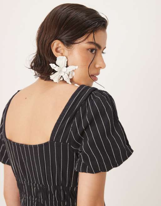 Nobody's Child Aggie midi dress in black stripe | ASOS
