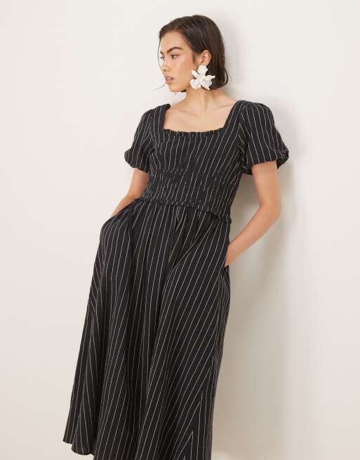 Nobody's Child Aggie midi dress in black stripe, 3 of 4