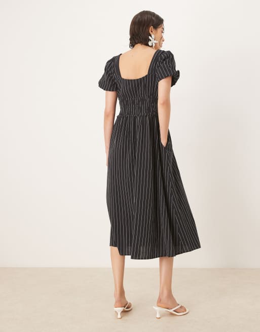 Nobody's Child Aggie midi dress in black stripe, 4 of 4