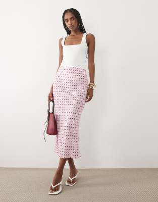 Nobody's Child Alana midi polka dot skirt in in pink