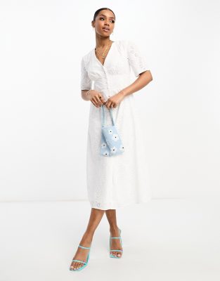 Nobody's Child Alexa broderie midi dress in ivory