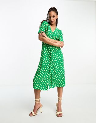 Nobody's Child Alexa lemon print midi dress in green