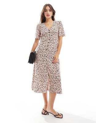 Nobody's Child Alexa Midi Dress In Leopard Print-brown