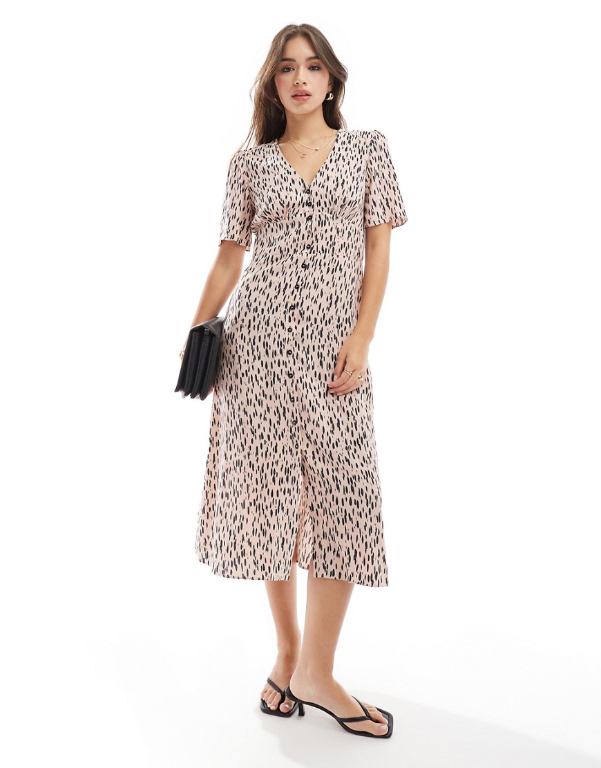 Nobody’s Child Alexa midi dress in leopard print-Brown