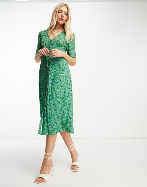 Nobody's Child - Alexa - Midi-jurk met bloemenprint in groen