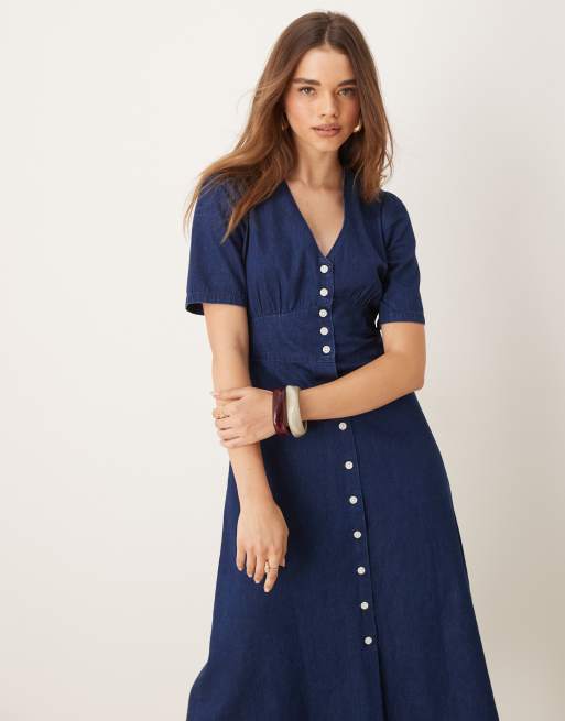 Nobody's Child - Alexa - Midi jurk van denim in donkerblauw, 3 van 4