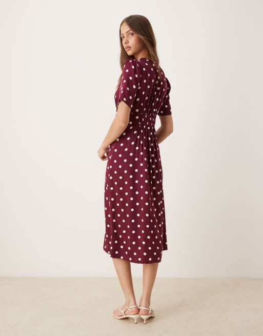 Nobody's Child Alexa midi tea dress in brown spot, 2 of 4