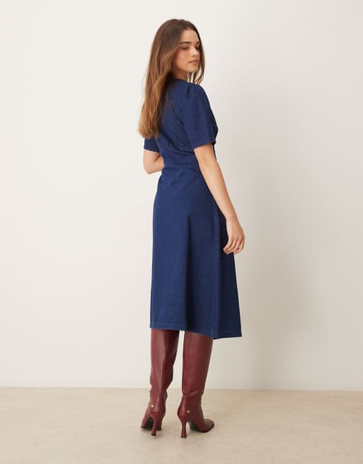Nobody's Child - Alexa - Robe mi-longue en denim - Bleu foncé, 2 de 4