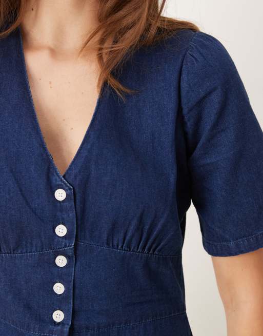Nobody's Child - Alexa - Robe mi-longue en denim - Bleu foncé, 4 de 4