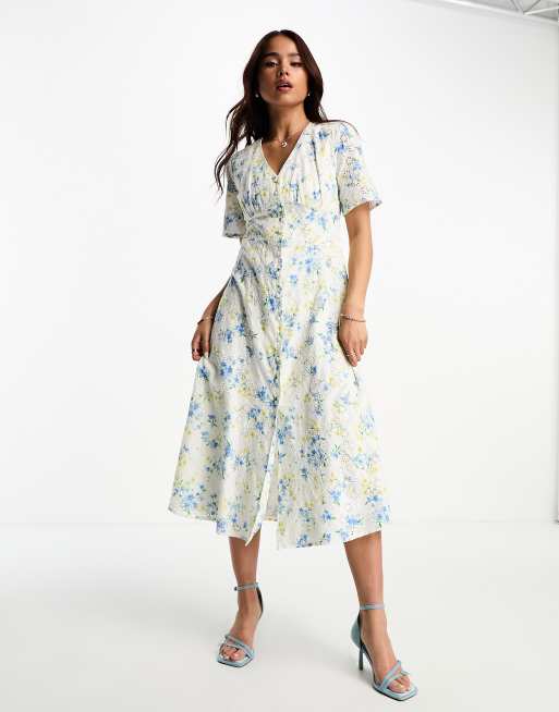 Nobody's Child - Alexa - Vestito midi bianco con stampa botanica