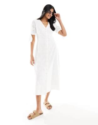 Alexis broderie midi dress in white