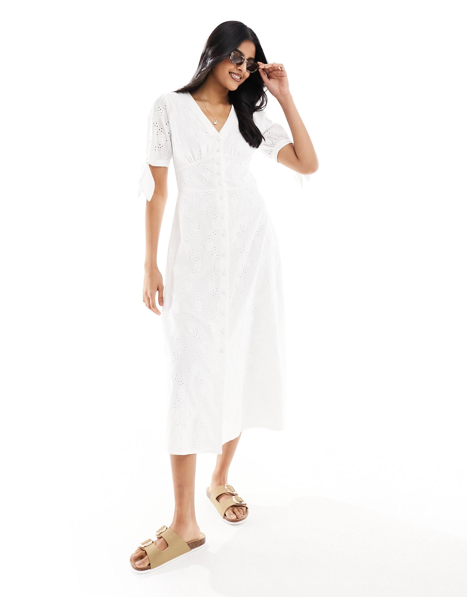 nobody's child alexis broderie midi dress in white