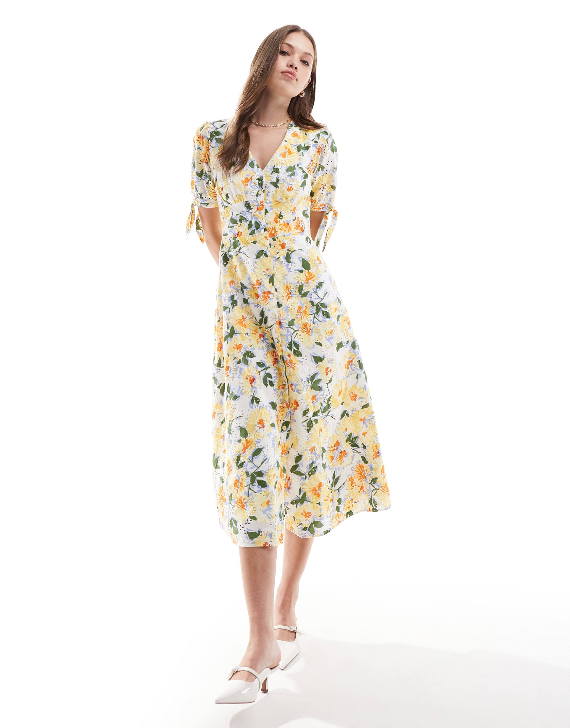 nobody's child alexis midi dress in yellow bloom