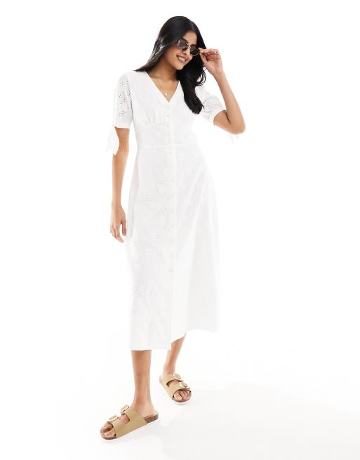 Nobody's Child - Alexis - Robe mi-longue en broderie anglaise - Blanc