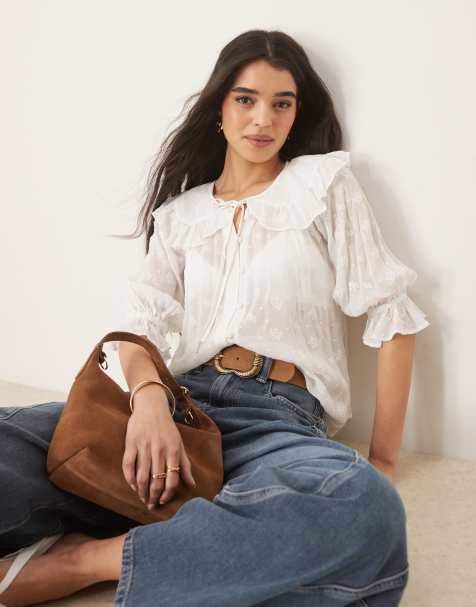 Nobody's Child - Aliya - Boho blouse met ruches in wit - view 1