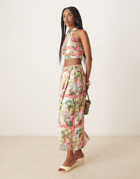 Nobody's Child Amazon wrap midaxi skirt co-ord in multi - view 1