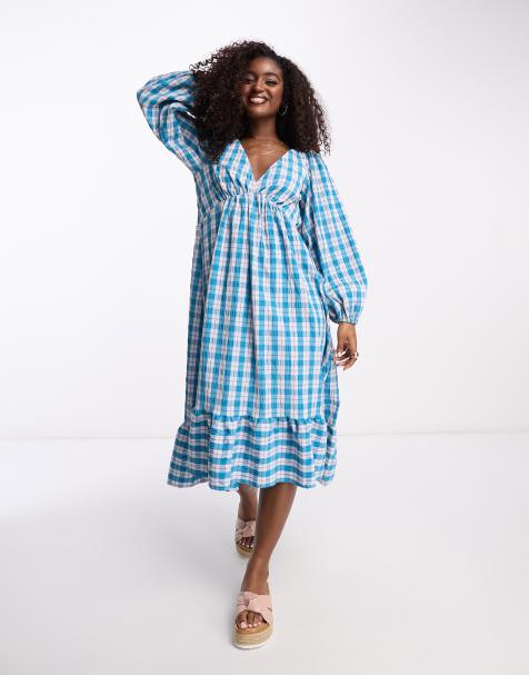 Nobody's Child Ammie midi dress in green and blush check - view 1