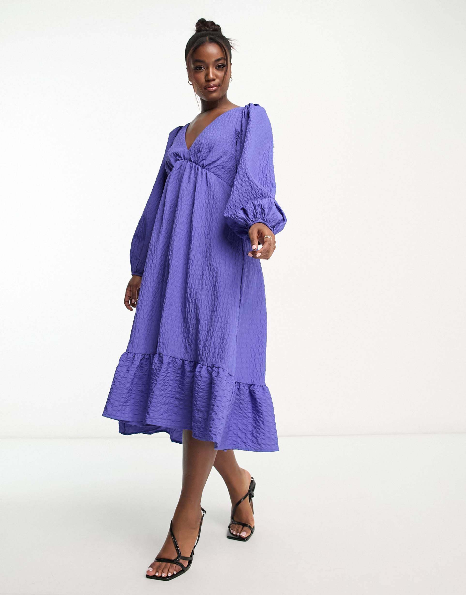 nobody's child ammie midi dress in periwinkle blue