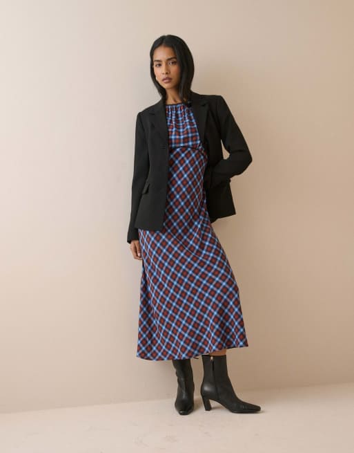 Nobody's Child And gingham sicily midi dress in blue, 4 of 5