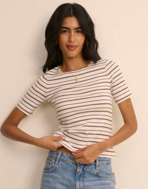 Nobody's Child And striped t-shirt in brown - view 1