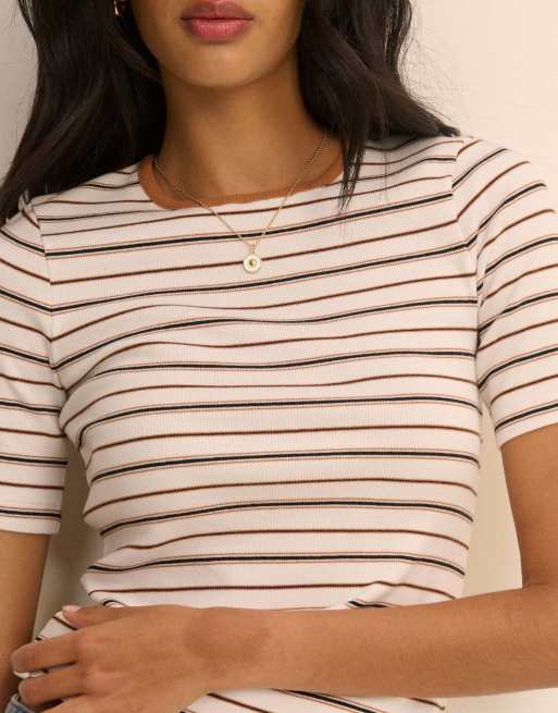 Nobody's Child And striped t-shirt in brown, 3 of 5