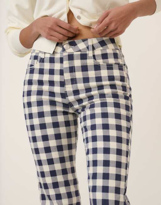 Nobody's Child Angel stretch denim kick flare crop jeans in black gingham, 2 of 5