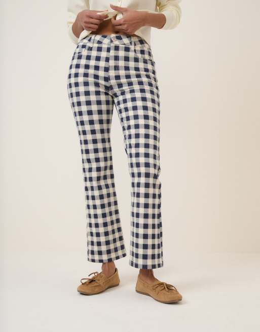 Nobody's Child Angel stretch denim kick flare crop jeans in black gingham, 3 of 5