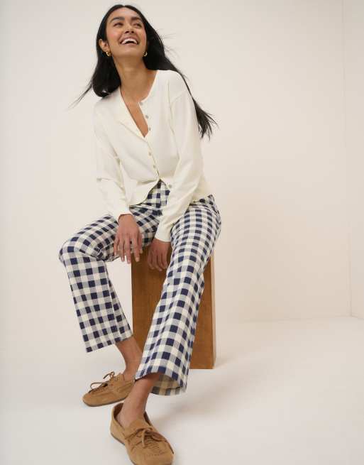 Nobody's Child Angel stretch denim kick flare cropped jeans in black gingham, 4 of 5