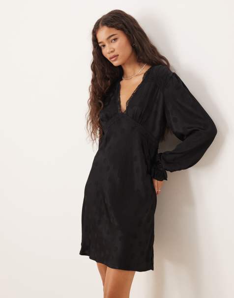 Nobody's Child Angela lace trim mini dress in black - view 1
