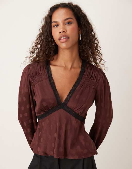 Nobody's Child Angela long sleeve top in chocolate brown, 2 of 4