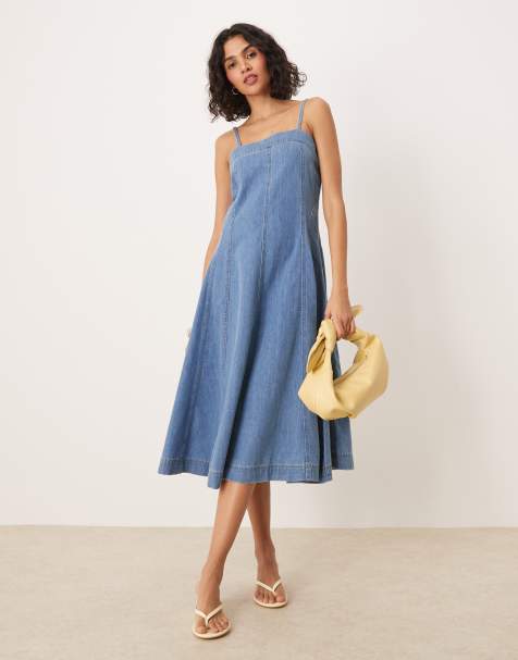 Nobody's Child – Anita – Midi-Riemchenkleid in mittlerer Vintage-Waschung mit A-Linien-Schnitt und Einsätzen - view 1